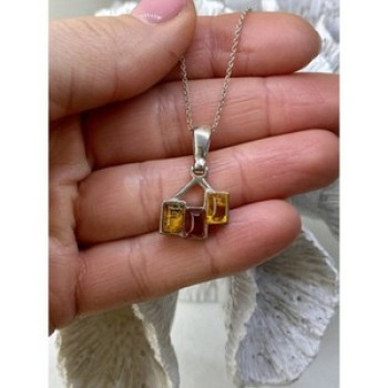Vintage 925 Sterling Silver Amber Chain With Pendant
