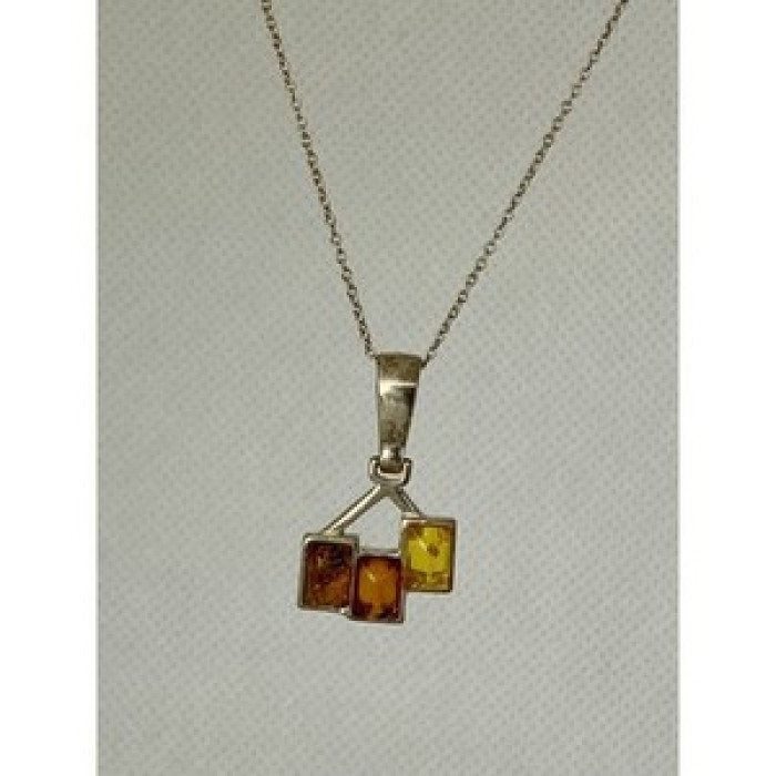 Vintage 925 Sterling Silver Amber Chain With Pendant