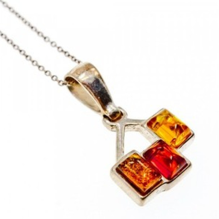 Vintage 925 Sterling Silver Amber Chain With Pendant