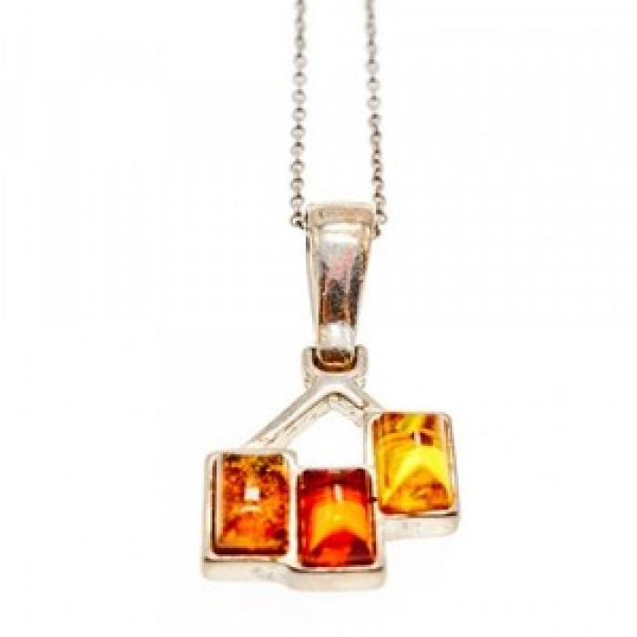 Vintage 925 Sterling Silver Amber Chain With Pendant