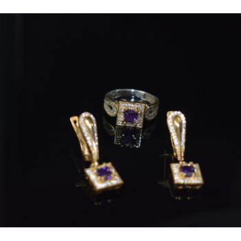 925 Sterling Silver Tanzanite & CZ Jewelry Set Turkey