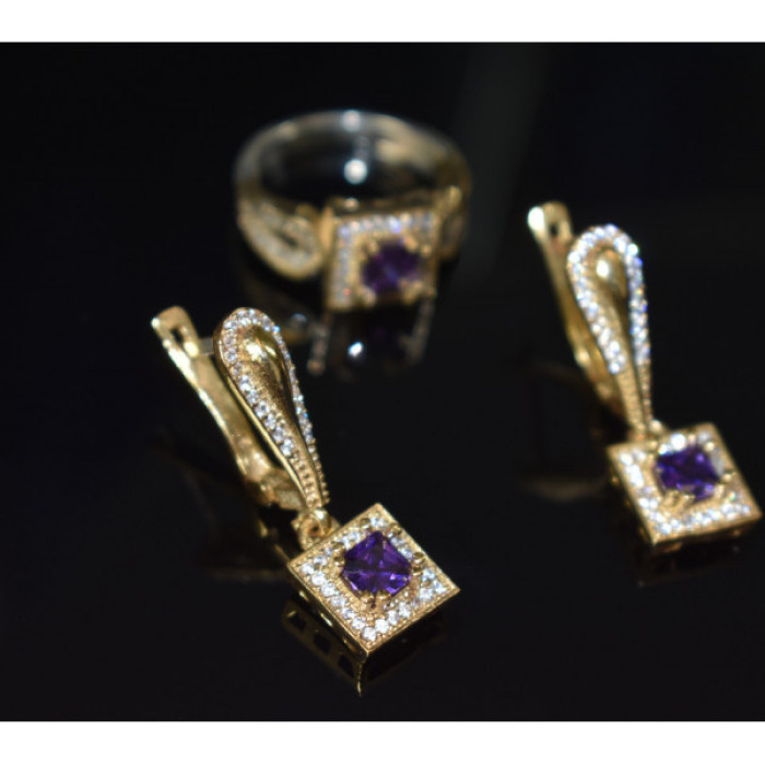 925 Sterling Silver Tanzanite & CZ Jewelry Set Turkey