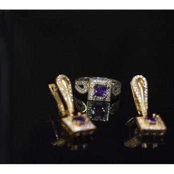 925 Sterling Silver Tanzanite & CZ Jewelry Set Turkey