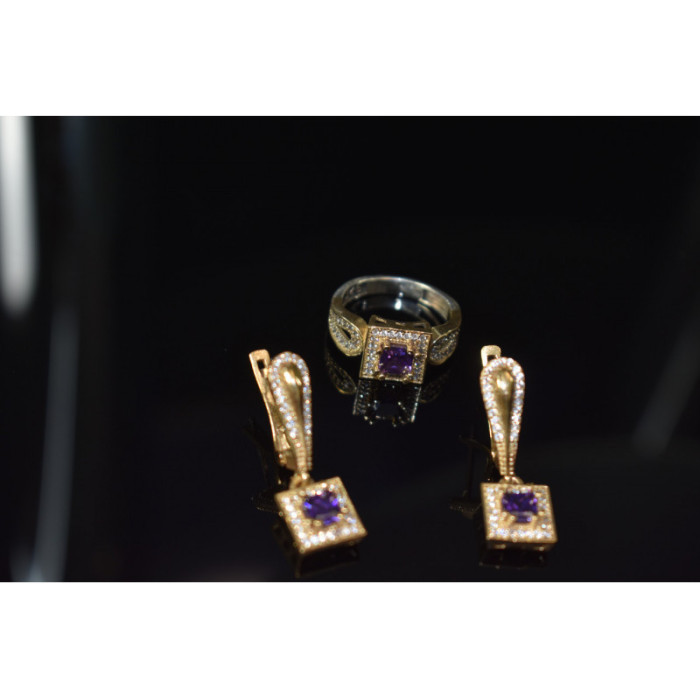 925 Sterling Silver Tanzanite & CZ Jewelry Set Turkey