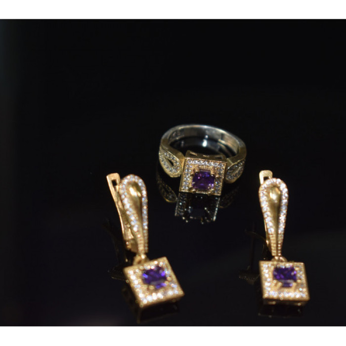 925 Sterling Silver Tanzanite & CZ Jewelry Set Turkey