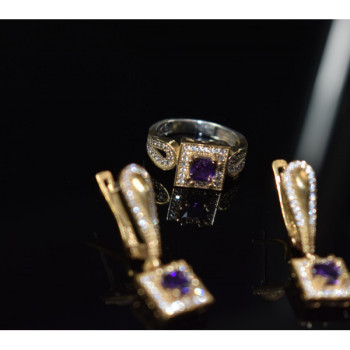 925 Sterling Silver Tanzanite & CZ Jewelry Set Turkey
