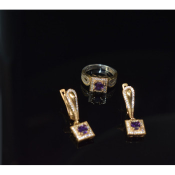 925 Sterling Silver Tanzanite & CZ Jewelry Set Turkey