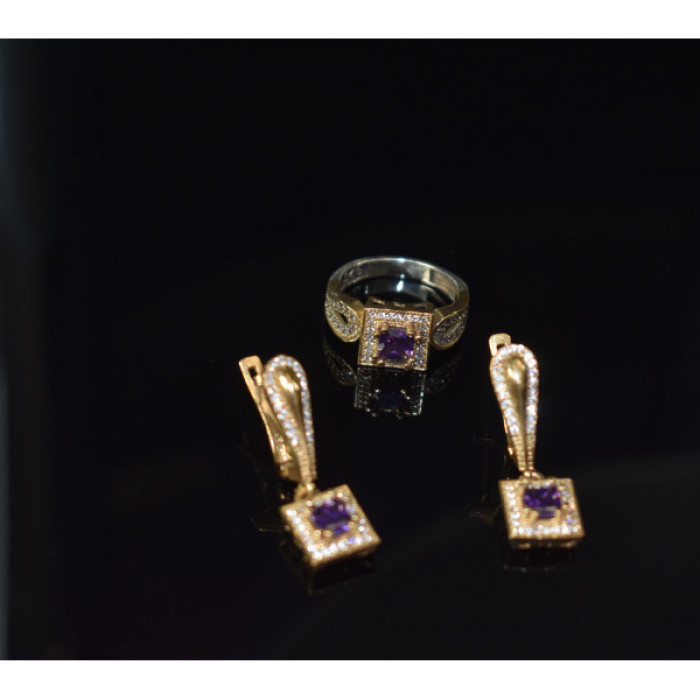 925 Sterling Silver Tanzanite & CZ Jewelry Set Turkey