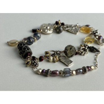 925 STERLING SILVER JEWELRY GLASS DOUBLE BRACELET