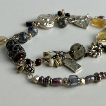 925 Sterling Silver Jewelry Glass Double Bracelet
