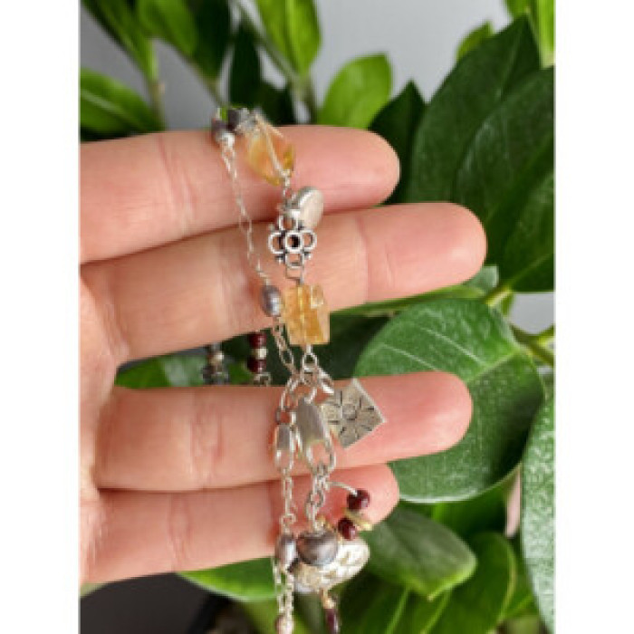 925 Sterling Silver Jewelry Glass Double Bracelet