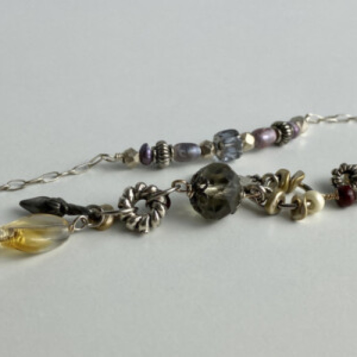 925 Sterling Silver Jewelry Glass Double Bracelet