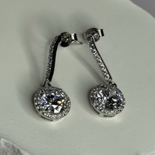 925 Sterling Silver Dream CZ Earrings Length 1.05 Inch