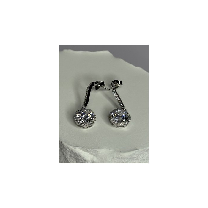 925 Sterling Silver Dream CZ Earrings Length 1.05 Inch