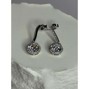 925 Sterling Silver Dream CZ Earrings Length 1.05 Inch