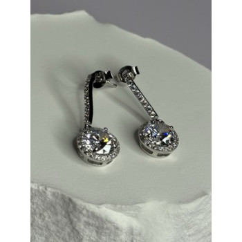 925 Sterling Silver Dream CZ Earrings Length 1.05 Inch