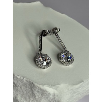 925 Sterling Silver Dream CZ Earrings Length 1.05 Inch