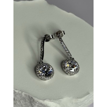 925 Sterling Silver Dream CZ Earrings Length 1.05 Inch
