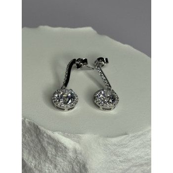 925 Sterling Silver Dream CZ Earrings Length 1.05 Inch