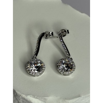 925 Sterling Silver Dream CZ Earrings Length 1.05 Inch