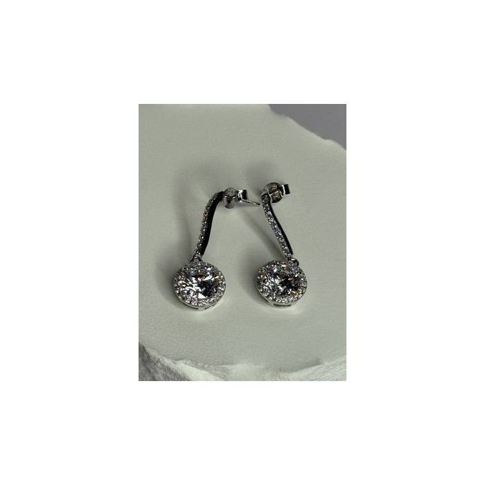 925 Sterling Silver Dream CZ Earrings Length 1.05 Inch