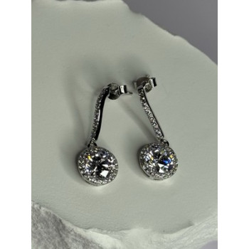 925 Sterling Silver Dream CZ Earrings Length 1.05 Inch