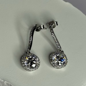 925 Sterling Silver Dream CZ Earrings Length 1.05 Inch