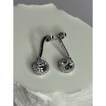 925 Sterling Silver Dream CZ Earrings Length 1.05 Inch
