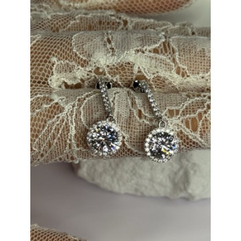925 Sterling Silver Dream CZ Earrings Length 1.05 Inch