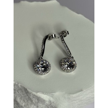 925 Sterling Silver Dream CZ Earrings Length 1.05 Inch