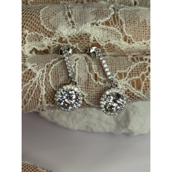 925 Sterling Silver Dream CZ Earrings Length 1.05 Inch