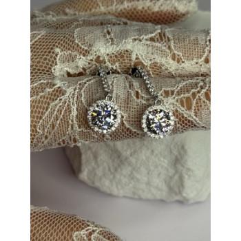 925 Sterling Silver Dream CZ Earrings Length 1.05 Inch