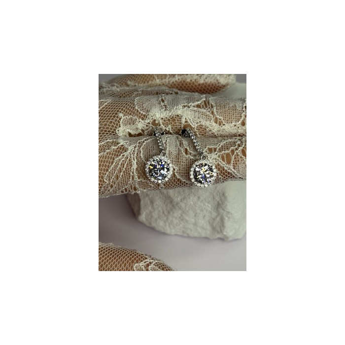 925 Sterling Silver Dream CZ Earrings Length 1.05 Inch