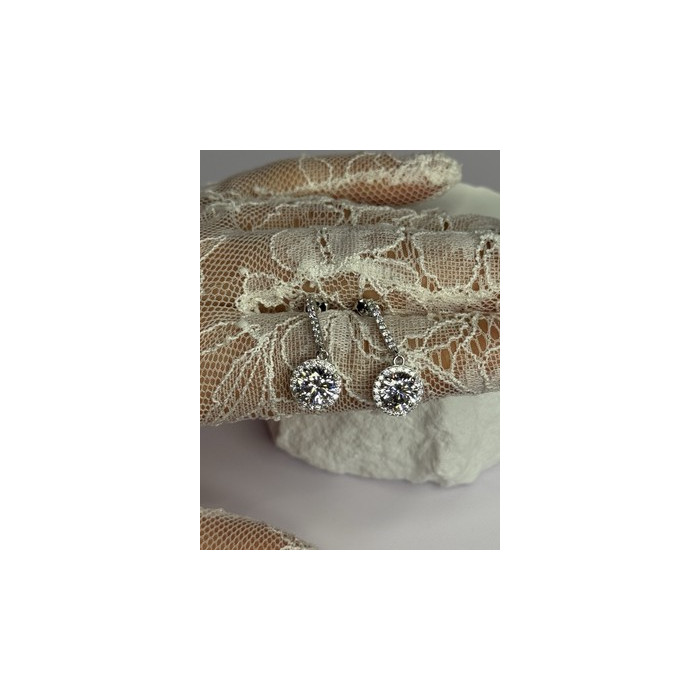 925 Sterling Silver Dream CZ Earrings Length 1.05 Inch