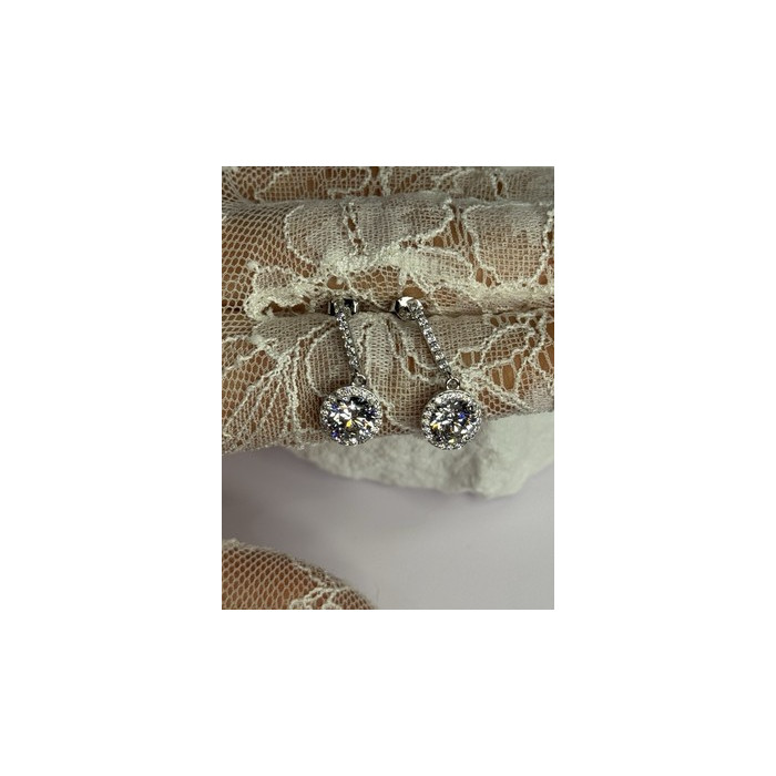 925 Sterling Silver Dream CZ Earrings Length 1.05 Inch