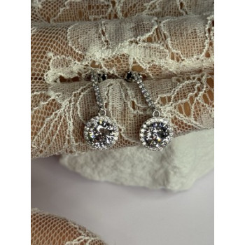 925 Sterling Silver Dream CZ Earrings Length 1.05 Inch
