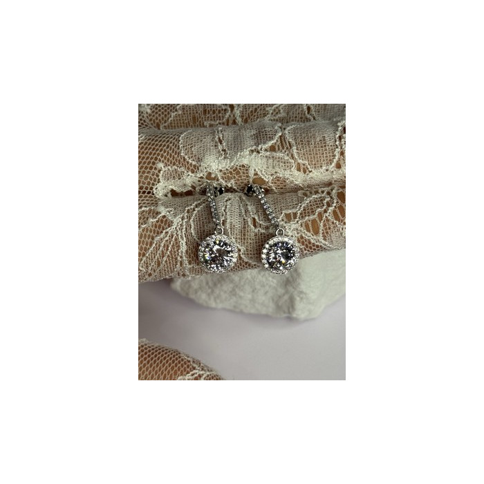 925 Sterling Silver Dream CZ Earrings Length 1.05 Inch