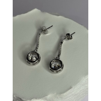 925 Sterling Silver Dream CZ Earrings Length 1.05 Inch