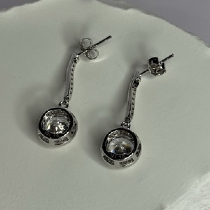 925 Sterling Silver Dream CZ Earrings Length 1.05 Inch