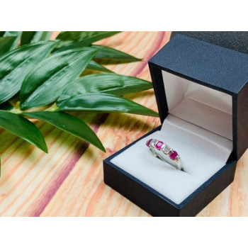 925 Sterling Silver Pink & White/colorless Topazes Ring Size 6.5