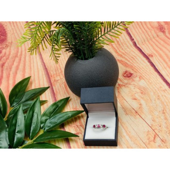 925 Sterling Silver Pink & White/colorless Topazes Ring Size 6.5