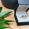 925 Sterling Silver Pink & White/Colorless Topazes Ring Size 6.5