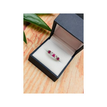 925 Sterling Silver Pink & White/colorless Topazes Ring Size 6.5