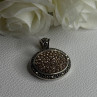 Elegant 925 Sterling Silver Citrine & Marcasite Pendant Length 1.10 Inch