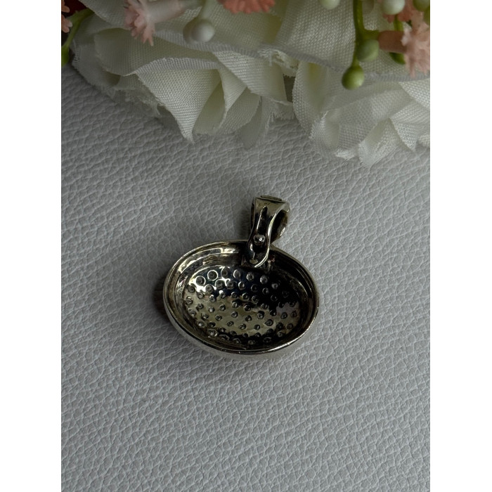 Elegant 925 Sterling Silver Citrine & Marcasite Pendant Length 1.10 Inch