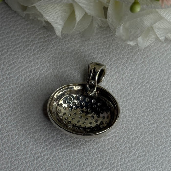Elegant 925 Sterling Silver Citrine & Marcasite Pendant Length 1.10 Inch