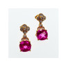 925 STERLING SILVER GOLD PLATED PINK TOPAZ & CZ STUD EARRINGS