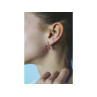 925 STERLING SILVER GOLD PLATED PINK TOPAZ & CZ STUD EARRINGS