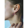 925 Sterling Silver Gold Plated Pink Topaz & CZ Stud Earrings