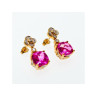 925 STERLING SILVER GOLD PLATED PINK TOPAZ & CZ STUD EARRINGS